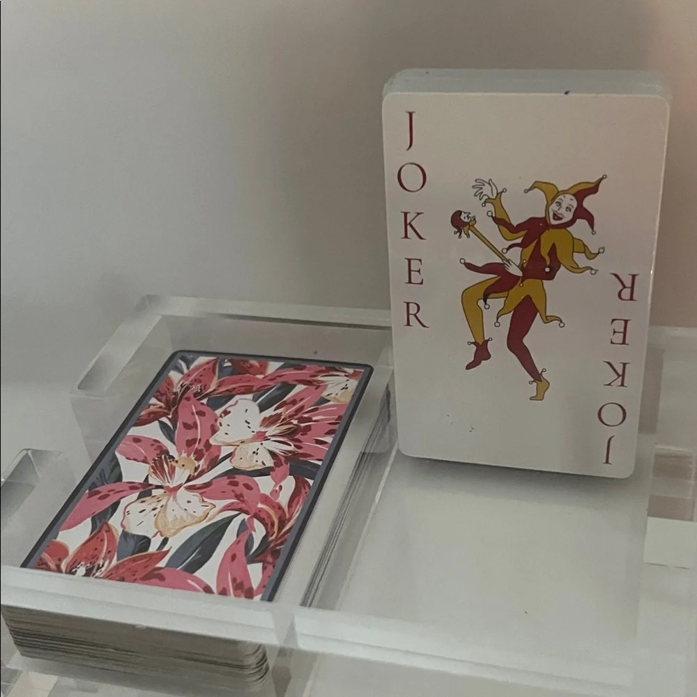 Floral Playing Card decks and acrylic case